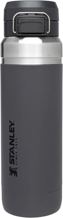 STANLEY Quick Flip GO Bottle, 36 oz, Charcoal | Push Button Lid | Packable for Travel and Sports | Leakproof Water Bottle | Insulated Stainless Steel | BPA-Free