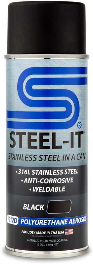 Steel-It 1012D Polyurethane, Industrial Paint Coatings, Weldable, Easy to Apply - Black (1 Pack)