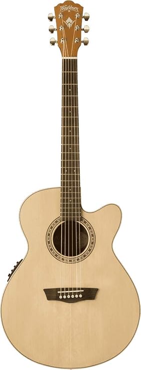 Washburn 6 String Acoustic-Electric Guitar, Natural Gloss (WG7SCE-O)