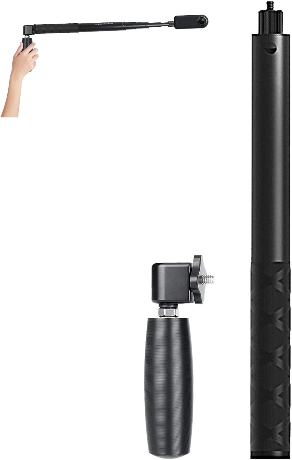 Invisible Selfie Stick Kit for Insta360 GO 2, Extendable Bullet Time Bundle Extension Rod and Ergonomic Rotatable Handle for Insta360 X3ONE X2ONE XONEGO 2ONE RGoPro Camera Accessories