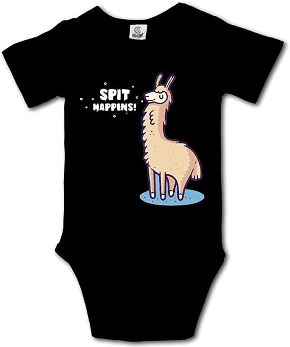 Alpaca Llama Infant Cotton Short Sleeves Bodysuits Playsuit Clothes Romper Playsuit Black