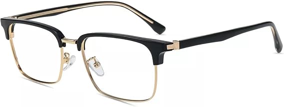 Firmoo Men's Blue Light Glasses & Reading Glasses Metal Square Frame Casual Stylish Eyewea for Computer Office Use