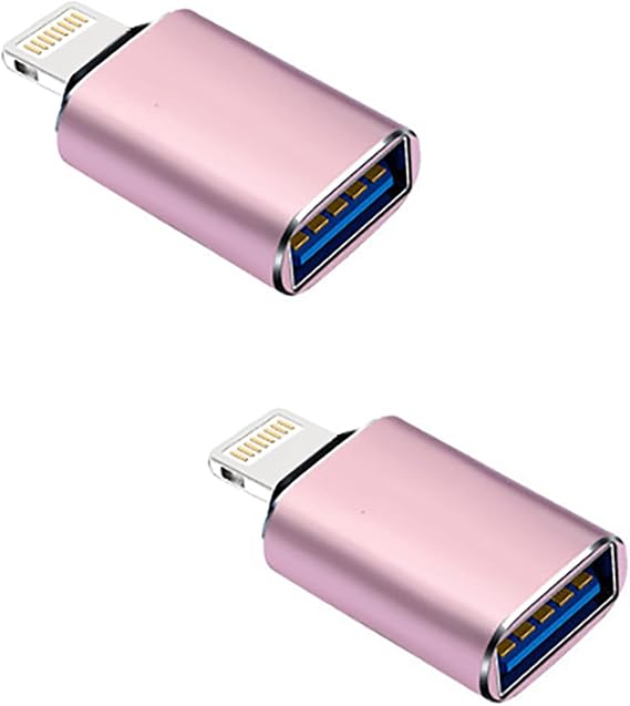 Apple MFI Certified Lightning to USB Camera Adapter, USB 3.0 OTG Cable Adapter for iPhone 14 13 12 11 XS XR X SE 8 7 6 5 iPad to Connect Card Reader, Keyboard, Mouse, Piano, USB Flash Drive (Pink)