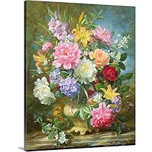 CANVAS ON DEMAND Peonies and Mixed Flowers Canvas Wall Art Print by Albert Williams, Classic, Home Decor, Floral, Flowers, Artwork,36" x45in
