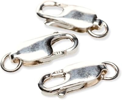 925 Sterling Silver Oval Lobster Claw Clasp with Open Ring Made in Italy by CRAFT WIRE 16.8mm, 3pcs