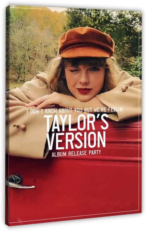 Singer TSwifts Red Album Release Poster for Girls Living Room Artwork and Bedroom Posters Print Gift Wood Frame,08x12inch