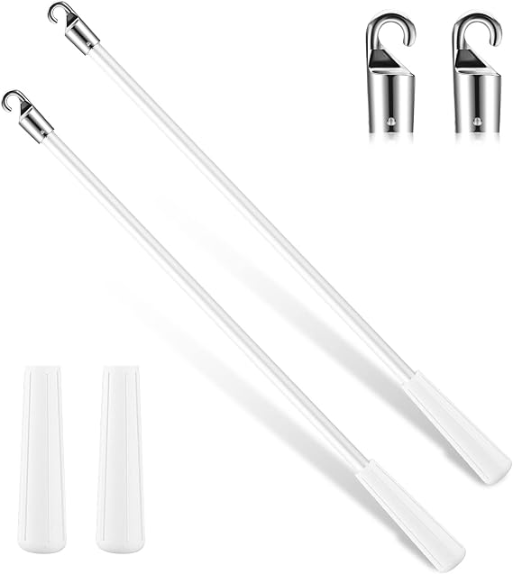 Bokon 2 Pcs Blind Wand Replacement with Hook Handle Window,Fiberglass,12 Inch