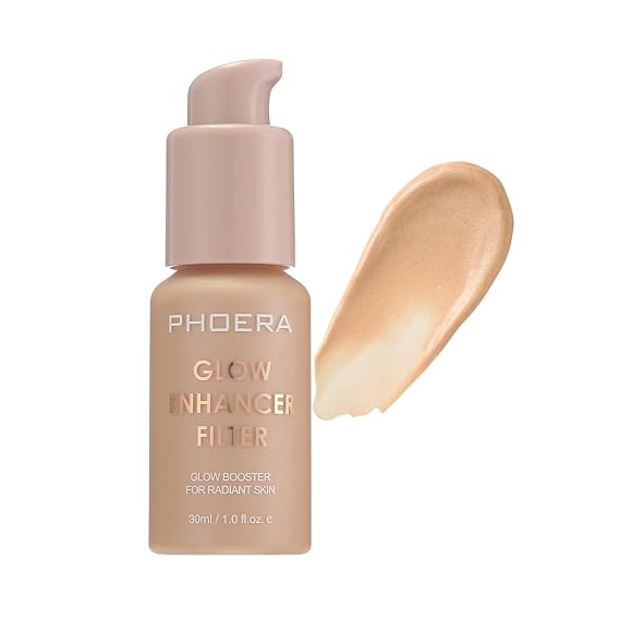 PHOERA Skin Glow Tint Foundation, Lightweight Water Based Tinted Sheer to Light Filter Effect Silk Perfect Glow Illuminating Foundation Makeu. (03 Medium)
