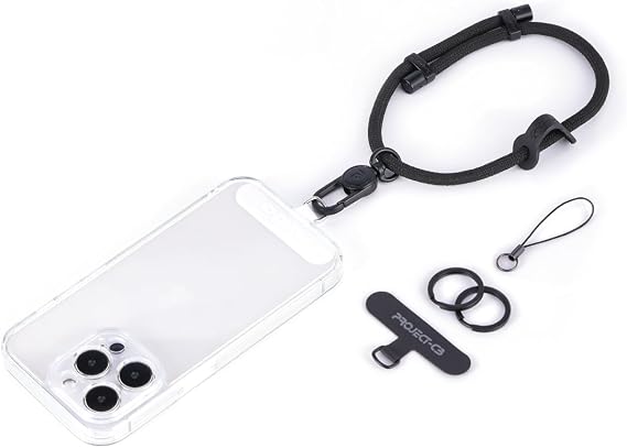 Cell Phone Wrist Strap 1, Tether Tab 2,Key Ring2,Adjustable Phone Wristlet Strap 20cm-40cm,Hand Lanyard,Keychain(Black-B)