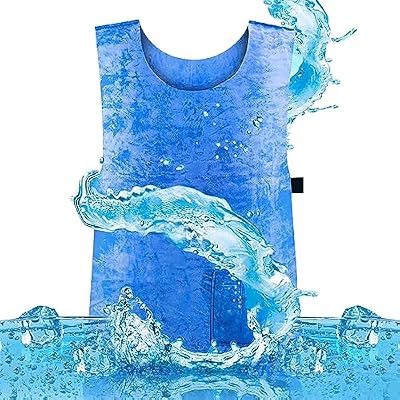 Ice Cooling Vest for Men Women,PVA Water Activated Evaporative Cool Cold Vest,Side Adjustable Cold Fabric Sport Cool Body Ice Clothes, High Temperature Protective Clothes for Working in the Heat