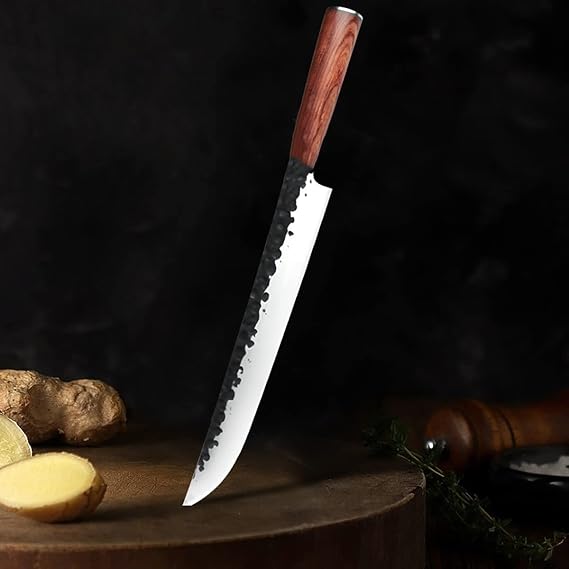 Meat Cleaver,Cleaver Knife, 11 Inch Filleting Sushi Knives Vintage Fired Oxidized Black Finish Japanese Sashimi Chef Knife Ebana Wood Handle Cooking Tool