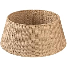 OIAHOMY Christmas Tree Collar, Wicker Holiday Tree Skirt & Stand Base Cover,Paper Rope Christmas Decor, Natural-27 inch