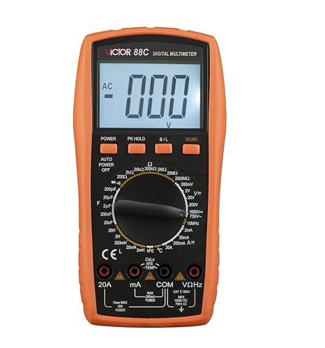 88B/D/E 3 1/2 Digit True RMS Auto Range 1999 Counts LCD Digital Multimeter Tester Manual Range with Temperature Frequency(Victor 88C)