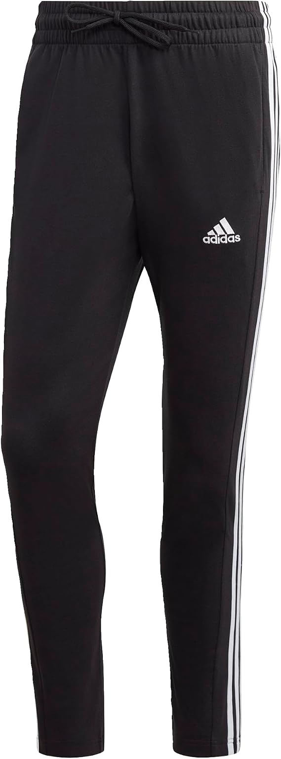 Adidas Essentials Male Adult Jogging Bottoms Single Jersey Tapered Open Hem 3-Stripes Joggers