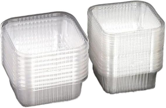 100pcs Disposable Mooncake Plastic Trays, Egg Yolk Crisp Cake Hold Plastic Packing Box(M,Transparent)