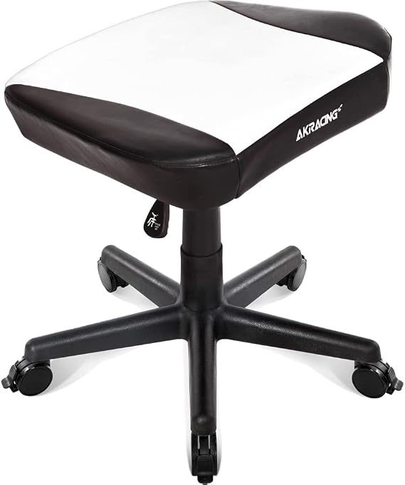 AKRacing Gaming Chair Ottoman Footrest, White, White, Heavy Duty PU Leather, Home and Remote