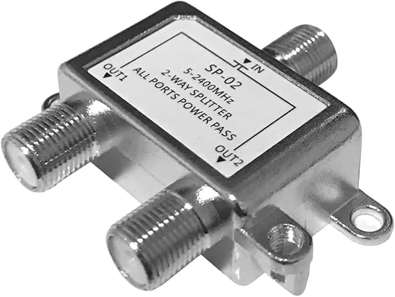Coaxial Cable Splitter 2 Way, Coax Splitter Support 5-2400MHz, Digital Cable Splitter 2 Way-RG6 Compatible, Works with Satellite TV/Cable TV/MoCA Internet, CATV Antenna System