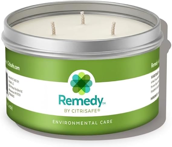 Remedy Environmental Candle for Musty Rooms, Unscented Soy 3-Wick, 5 oz