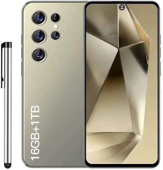 Unlocked Android 14 Smartphone, Gold, 16GB RAM, 1TB ROM