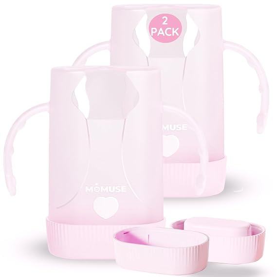 MOMUSE Dual-Lid Squeeze Pouch Holder for Food Pouches & Drink Boxes | Baby Pouch Holder with Larger Capacity, Versatile Design for Self-Feeding, Anti-Squeeze Pouch Holder No Spill No Mess