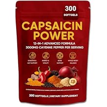 Capsaicin Power - Cayenne Pepper Softgels Supplement, Supports Leg Vein, Digestive & Gut Health, with Vitamin D3+K2, Beetroot, Grape Seed and Other Extracts, 300 Capsules (1)
