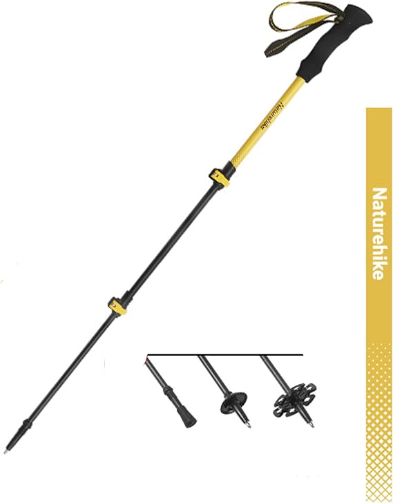 Naturehike 1 Piece Carbon Fiber Trekking Pole, 6oz Ultralight Single Collapsible Walking Stick for Women & Men, Adjustable Foldable Hiking Pole for Backpacking, Travel