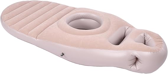 Luqeeg Inflatable Pregnancy Pillow, Full Body Pillow with Belly Hole Comfortable Maternity Airbed PVC Inflatable Pool Float for Sleeping Support, Pool Floating, Massage, Yoga (Grey)