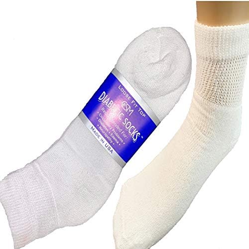 12 Pairs White Diabetic Ankle Socks 9-11 Size MADE IN USA