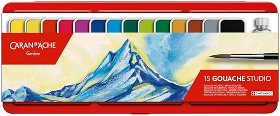 Caran dAche Gouache Studio 15 Assorted Colors Set in Metal Tin