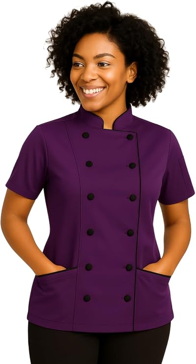 Short Sleeves only Women's Ladies Chef's Coat Jackets (M (for Bust 36-37), Dark Purple)