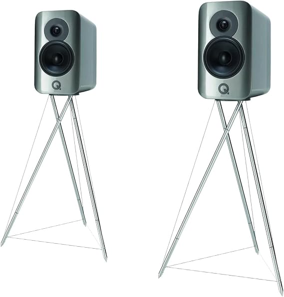 Q Acoustics Concept 300 Speakers Silver & Ebony Pair, Excludes Stands