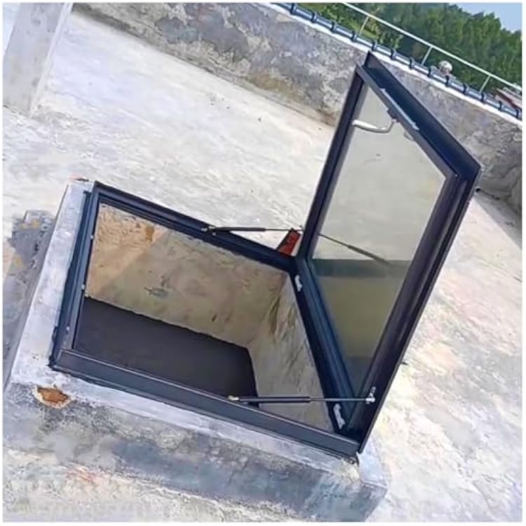 YLLFFLL Insulated Tempered Glass Skylights Roof Window 36x36 24 by 36 30x36, Ceiling Roof Access Hatch, Heavy Duty Commercial Roof Access Door with Handle36x40in91.5x101.5cm