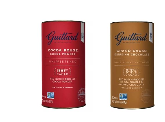 Guittard Red-Dutch Cocoa Powder Variety Set - For Baking & Drinking - Rouge & Grand