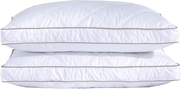 puredown Goose Feathers and Down Pillow for Sleeping Hotel Collection Bed Pillows, Gusseted, King, Set of 2