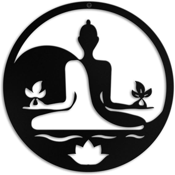 Kas Home Metal Zen Wall Decor Iron Buddha Wall Art, Black, 12x12inch | Zen Lotus, Spiritual Meditation Decor, For Living Room Bedroom Yoga Studio Office