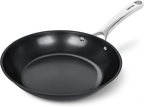 Carbon Steel Frying Pan 12" - Pre-Seasoned Carbon Steel Skillet, Lightweight, Natural Non-Stick, Induction Compatible
