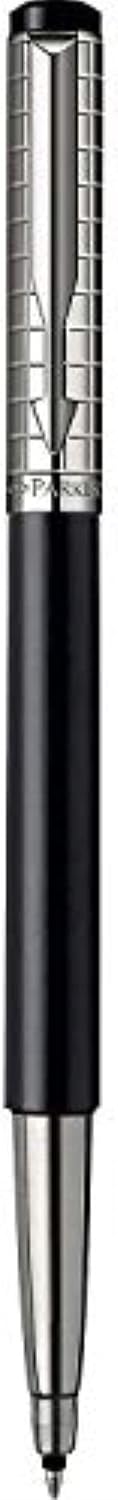Parker Vector Premium Black Stainless Steel Chiselled Roller Ball Pen Medium Point Blue Ink