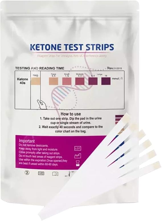 100pcs Ketone Test Strips, URS-1K Medical Professional Analysis Ketone Test Strips Anti-VC Urine Fast Reagent Urinalysis Health Care
