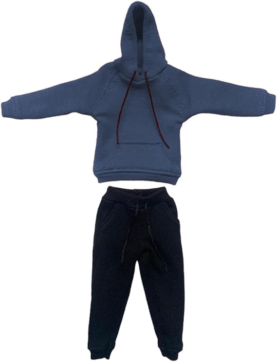 Perfeclan 1/12 Scale Action Figure Clothing, Sweatshirt Jogging Pants, Miniature Clothing, Fashion, Figure Clothes, Action Figure Costume, Hoodie Pants, Sweatshirt, Sweatpants, Dark Blue Black