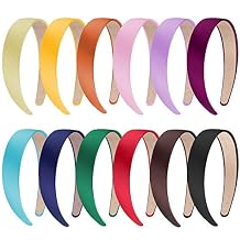 SIQUK 12 Pieces Satin Headbands 1 Inch Wide Non-slip Headband Colorful Headbands DIY Hair Headband for Women and Girls,12 Colors
