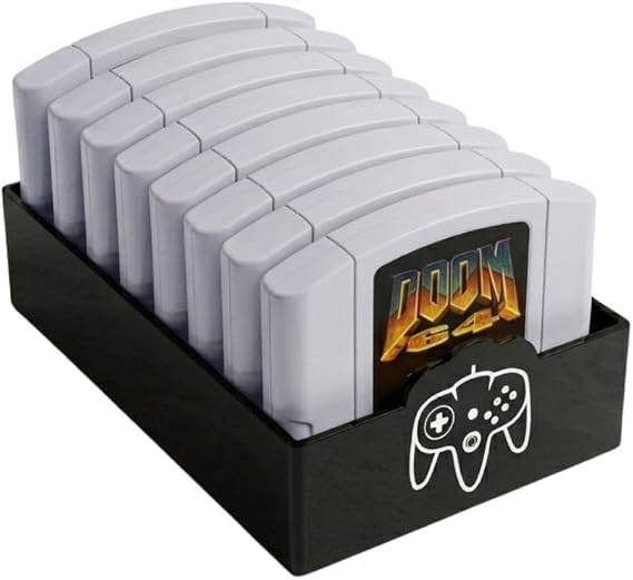 Skywin N64 Game Storage, Durable Polyethylene N64 Game Holder - 1 Pack | Holds 10 Cartridges, Durable Molded Build, Shelf Display, Dust Protection, Easy Access Organizer for Your Retro Collections