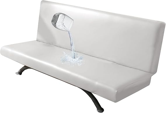PU Leather Futon Cover, White, Medium