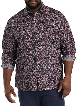 Synrgy Big and Tall Multi Leaf Print Sport Shirt Sizes XL - 8XLT