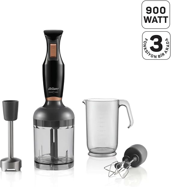 Arzum AR1108-S Smarty Neo El Blender Seti, 900 W, 800 ml Hazne, Siyah