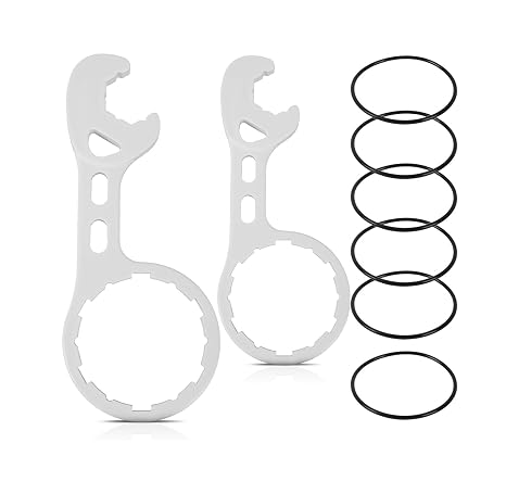 Calvana 2 Water Filter Wrenches with 6 Durable Rubber O-Rings, Compatible with GE Water Systems GXWH20F, GXWH04F, GXRM10RBL, GX1S01R, Quick Installation & Removal Tool, White