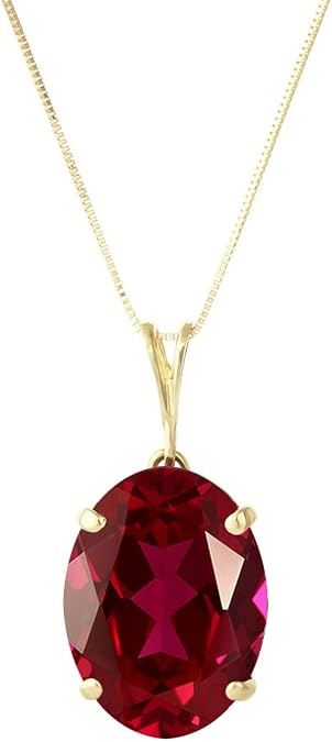 Galaxy Gold 14K Solid Gold 7.7 Carat Natural Ruby Oval Pendant Necklace for Women - Yellow Gold Fine Jewelry