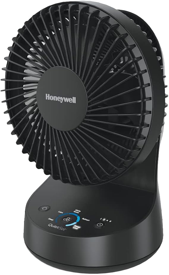 Honeywell QuietSet 5 Oscillating Table Fan, Balck, HTF337B