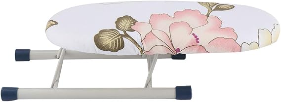 Ironing Board, Foldable Mini Ironing Board Home Travel Portable Ironing Board with Retractable Iron Rest for Sleeve Cuffs Collars Handling(Peony)