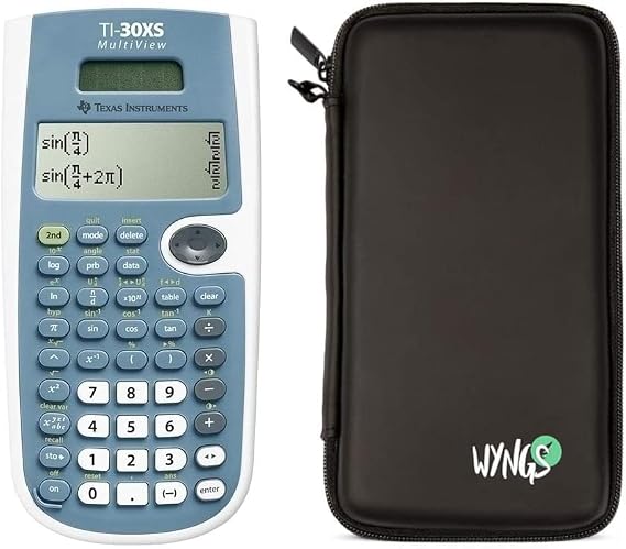 TI-30XS Multiview Scientific Calculator + WYNGS Protective Case Black