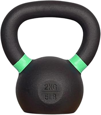 French Fitness Cast Iron Kettlebell 5 lbs - Durable One-Piece Steel Construction, Smooth Handle & Flat Bottom for Strength, Cardio & Muscle Workouts